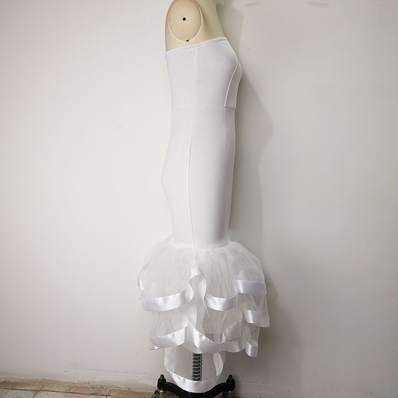 Sexy strapless perspective gauze wrap buttocks skirt small dress large women's dress party dress