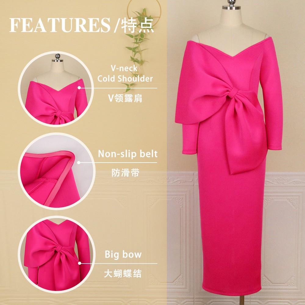 Sexy Deep V Bowknot High Waist Hip Wrap Party S-XXXL Large Women's Dress party dress
