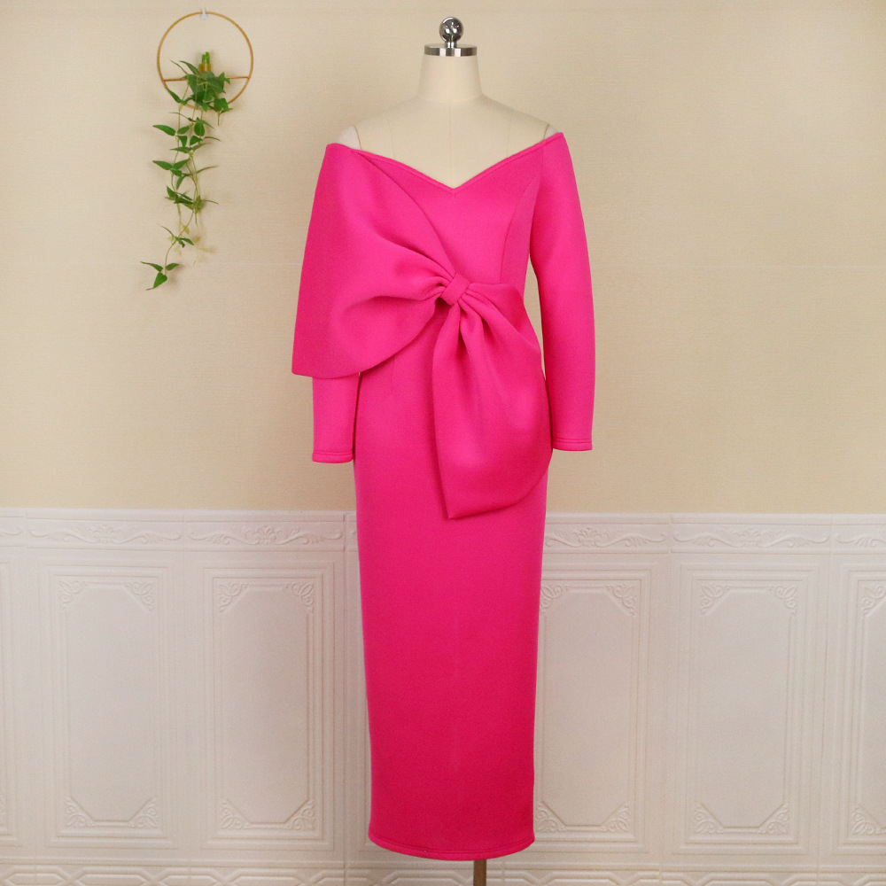 Sexy Deep V Bowknot High Waist Hip Wrap Party S-XXXL Large Women's Dress party dress