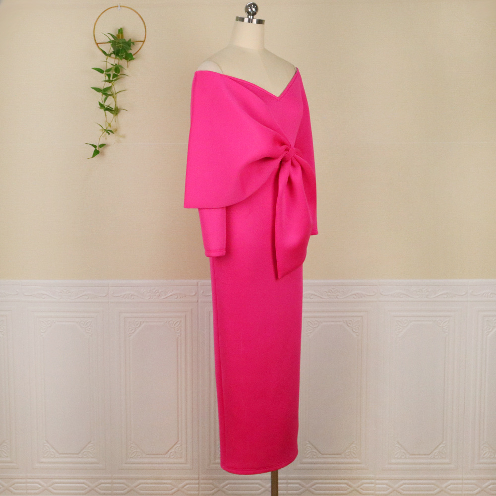 Sexy Deep V Bowknot High Waist Hip Wrap Party S-XXXL Large Women's Dress party dress