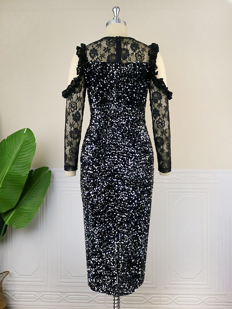 Green Bubble Sleeve Christmas Dress Banquet Evening Dress Large Women's Dress Party Dress