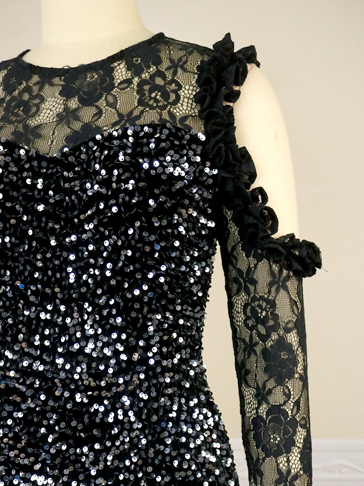 Green Bubble Sleeve Christmas Dress Banquet Evening Dress Large Women's Dress Party Dress