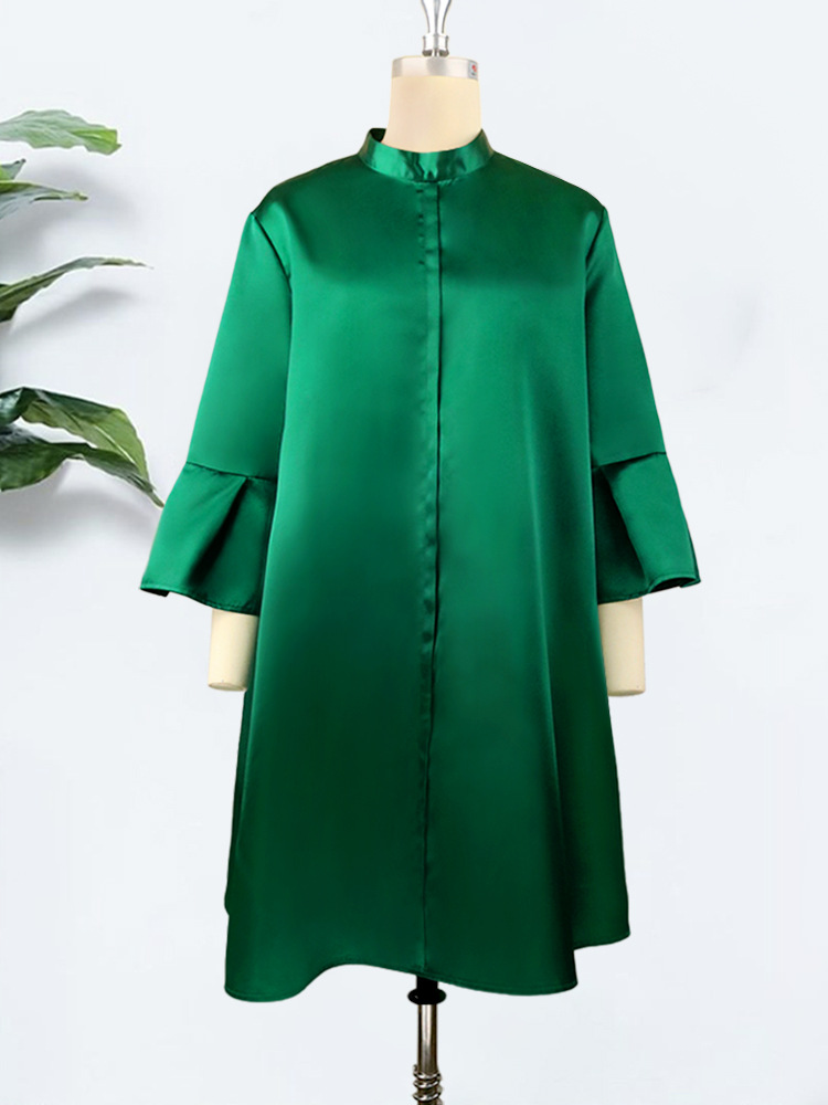 New oversize round neck flare sleeve loose skinny meat covering casual party dress