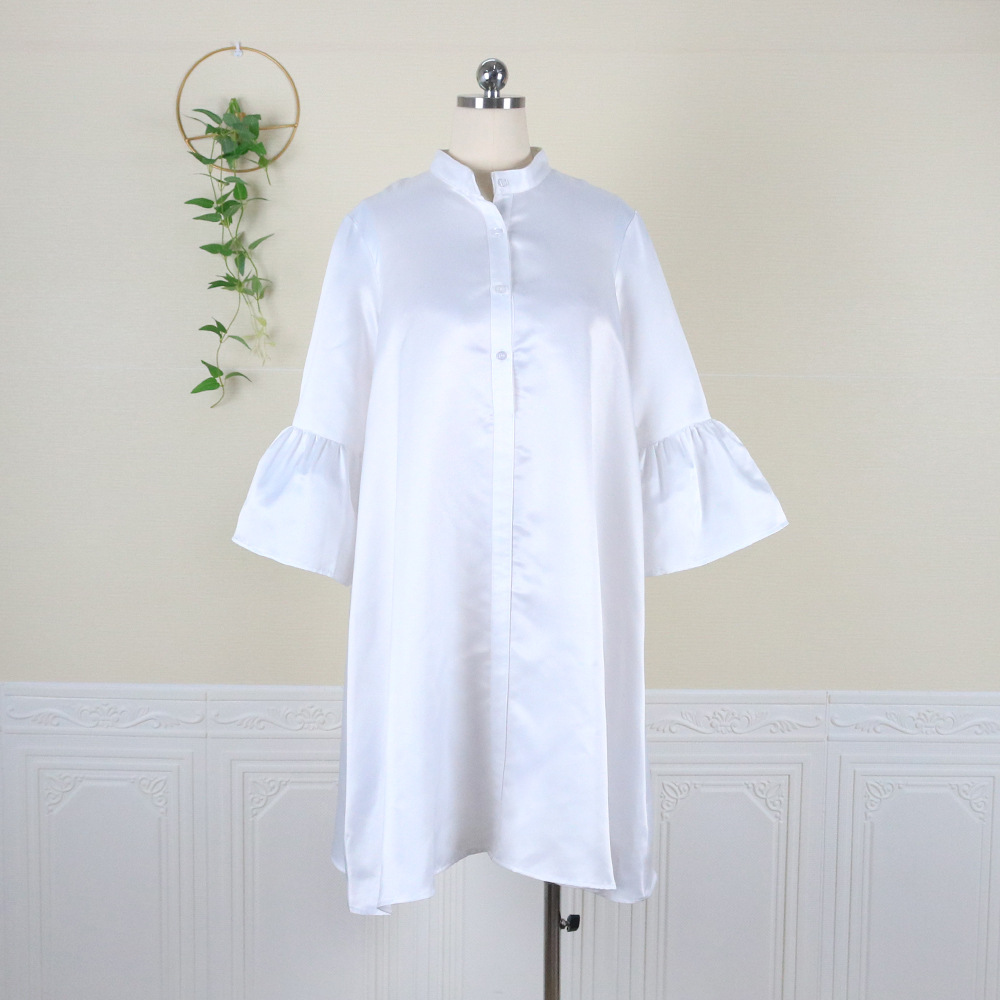 Stand collar flare sleeve button cardigan loose S-3XL oversize women's dress party dresses