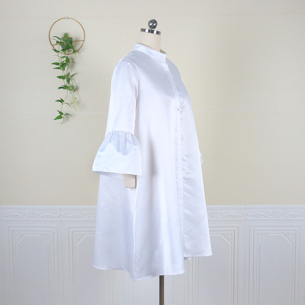 Stand collar flare sleeve button cardigan loose S-3XL oversize women's dress party dresses