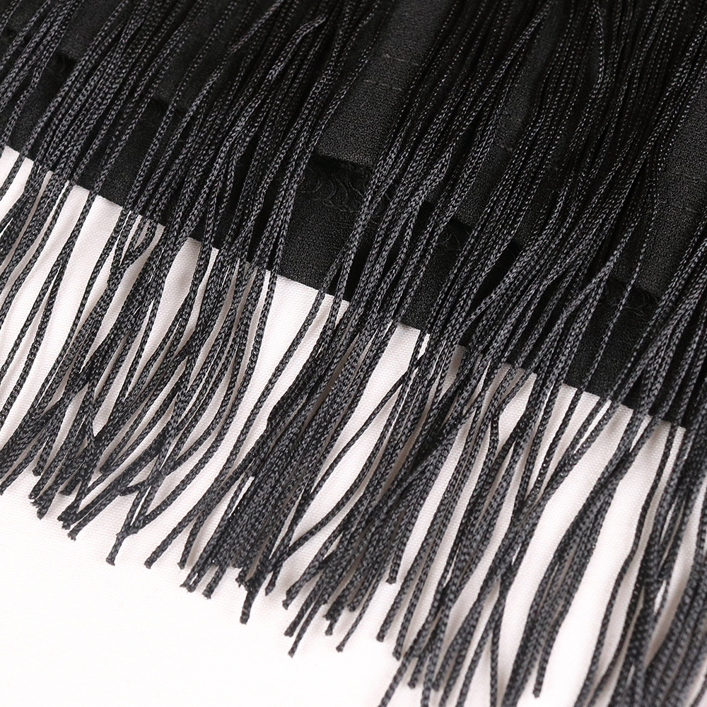 Sexy perspective mesh splicing tassel high waist large size slim casual bag buttocks women's dress