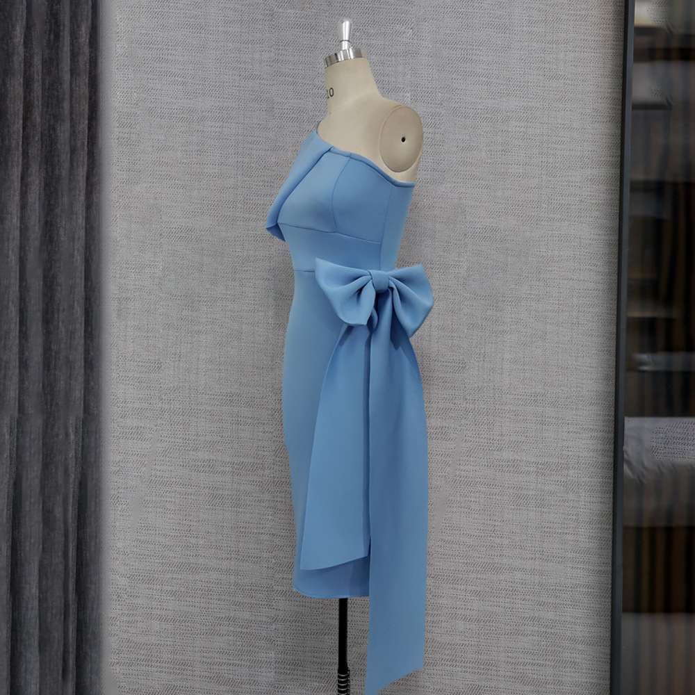 Sexy One Shoulder Bowknot Hip Wrap Dress High Waist Large Slim Pencil Dress Women's Dress