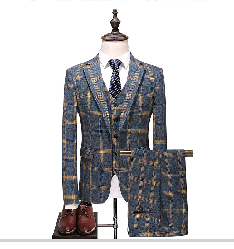 Man's Business Casual Suit Plus Size 4XL 5XL Slim Suit Wedding Clothes 3pcs Separate