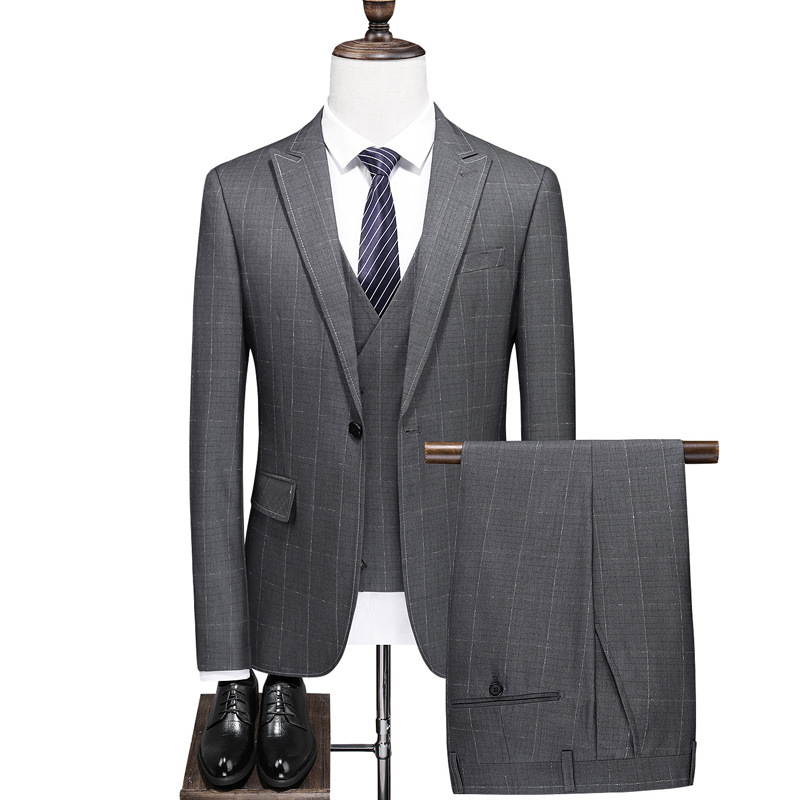 New Suit Slim and Handsome Bridegroom Wedding Dress Three Piece Suit Casual Large 6801