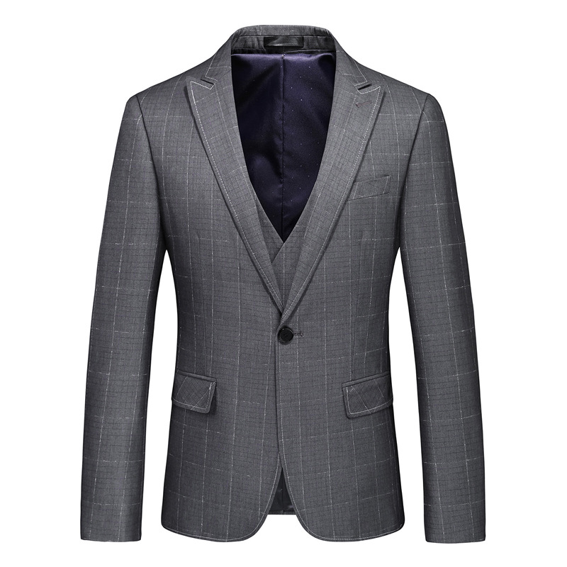 New Suit Slim and Handsome Bridegroom Wedding Dress Three Piece Suit Casual Large 6801