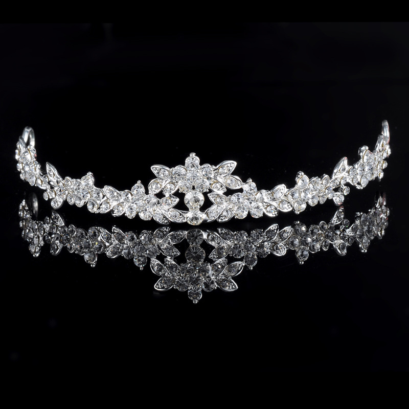 Fashion Classic Sparkly Flower Crystal Rhinestone Crown Shinning Tiara Wedding Prom Bridesmaid
