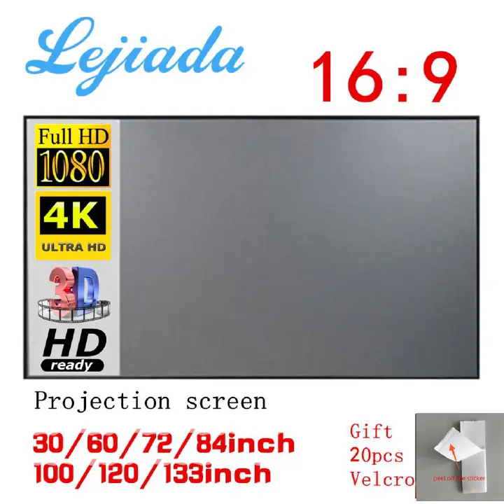 Simple Curtain Anti-Light 60 72 84 100 120 Inches Projection screens Home Outdoor Office Portable 3D HD projector screens