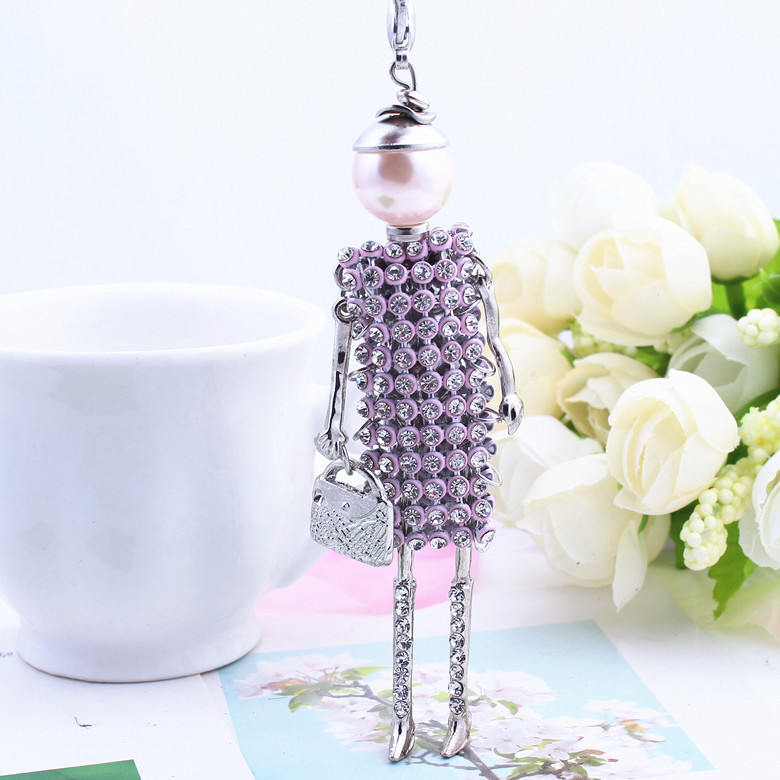 women lovely dress doll rhinestones long chain necklace girl baby pendant fashion statement jewelry