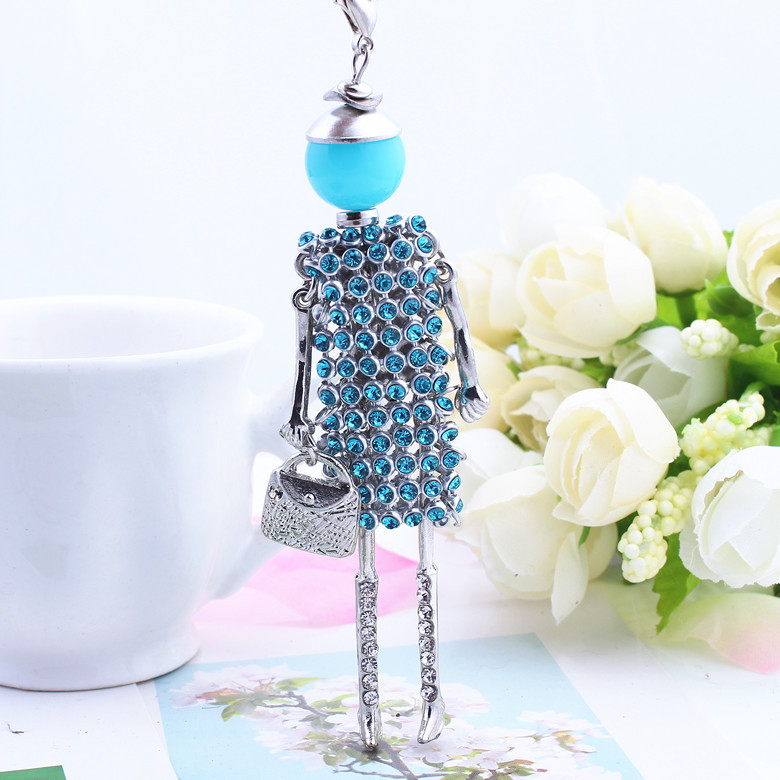 women lovely dress doll rhinestones long chain necklace girl baby pendant fashion statement jewelry