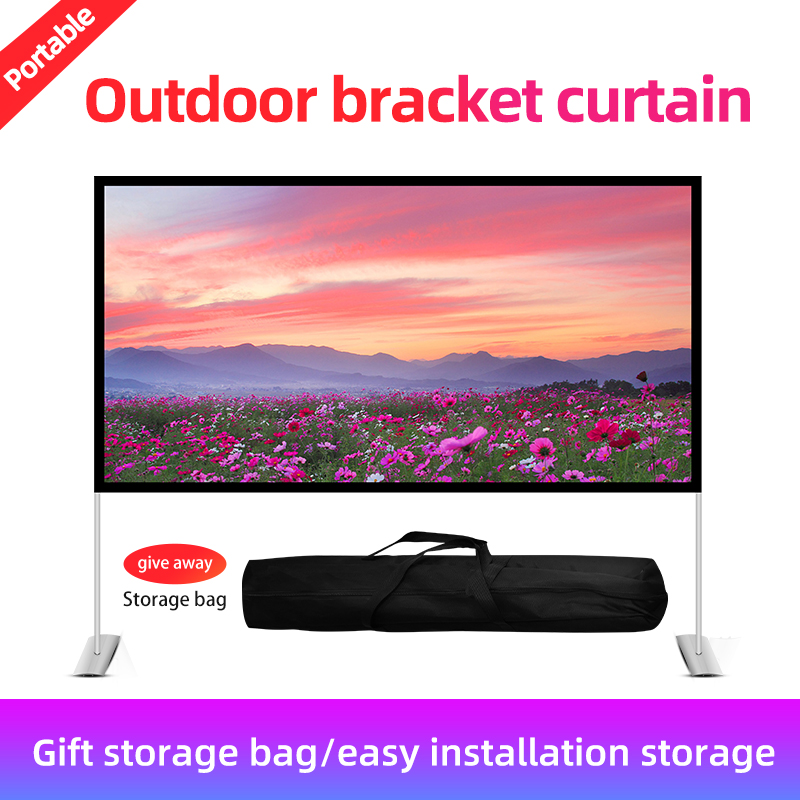Projector Protective Outdoor Portable Folding Screen 16:9 84 100 120 Inch Home Outdoor KTV Office 3D HD Projection Screen