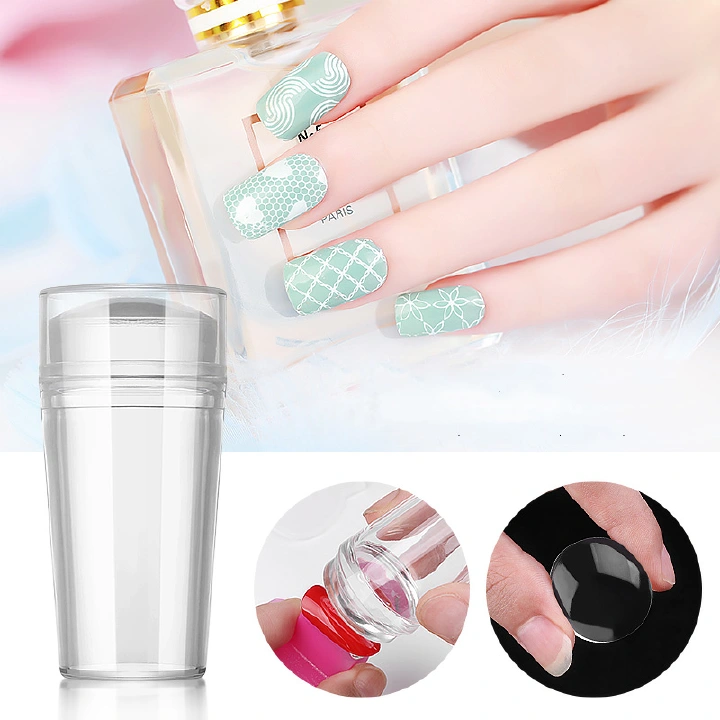 Silicone Transparent Nail Art Stamping Kit French For Nail  Manicure Plate Stamp Polish Stencil Template Seal Stamper Scraper
