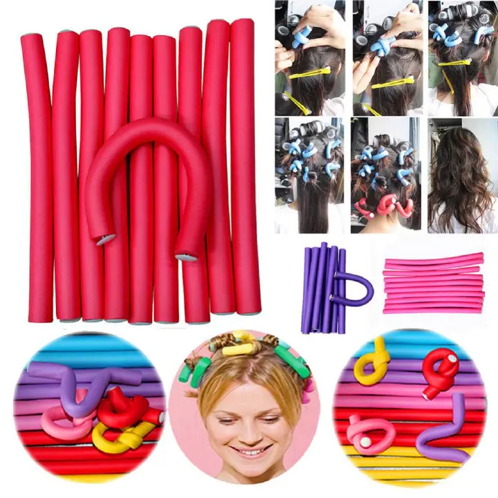 10pcs Flexible Hair Curling Rod Hair Curler Makers Soft Foam Bendy Twist Curls Flexi DIY Rollers Styling tools