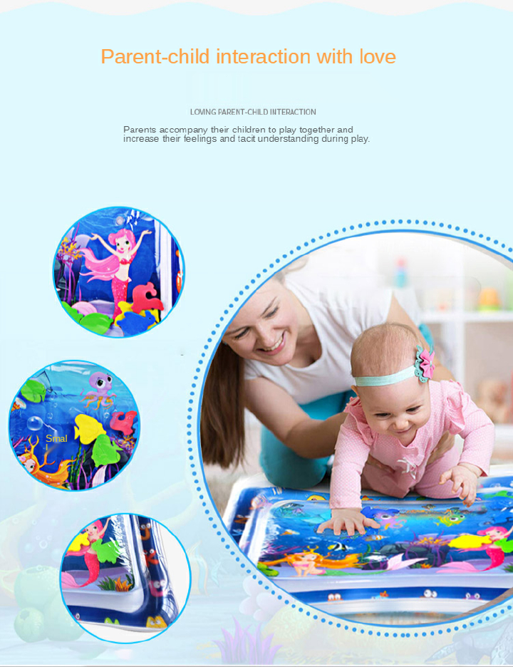Sea Animal Print Baby Inflatable Play Mat Infant Toy for Newborn Boy Girl Water Entertainment Playing Swimming Parent-child Inte
