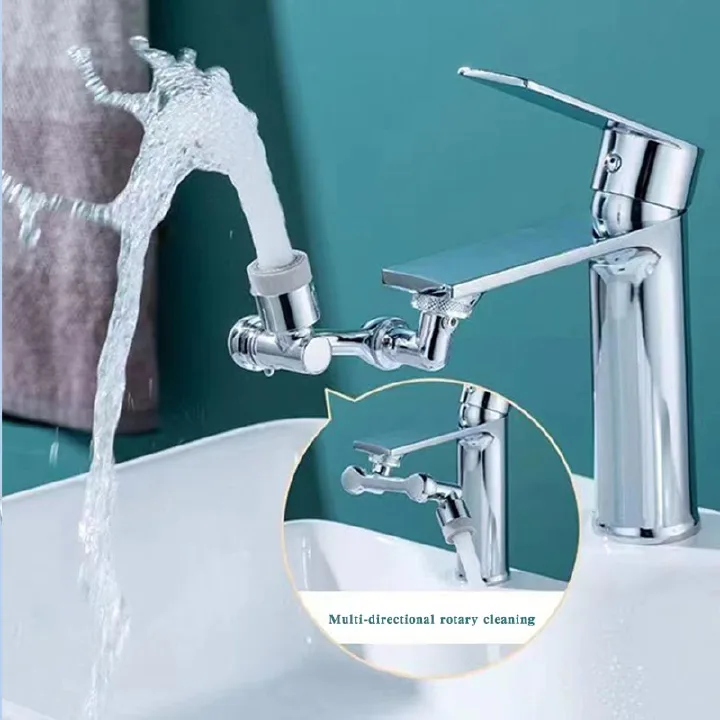 1080 Degree Universal Extension Faucet Washbasin Tap Splash Aerator Splash Filter Faucet Faucet Adaptor Rotary Robot Arm Faucets