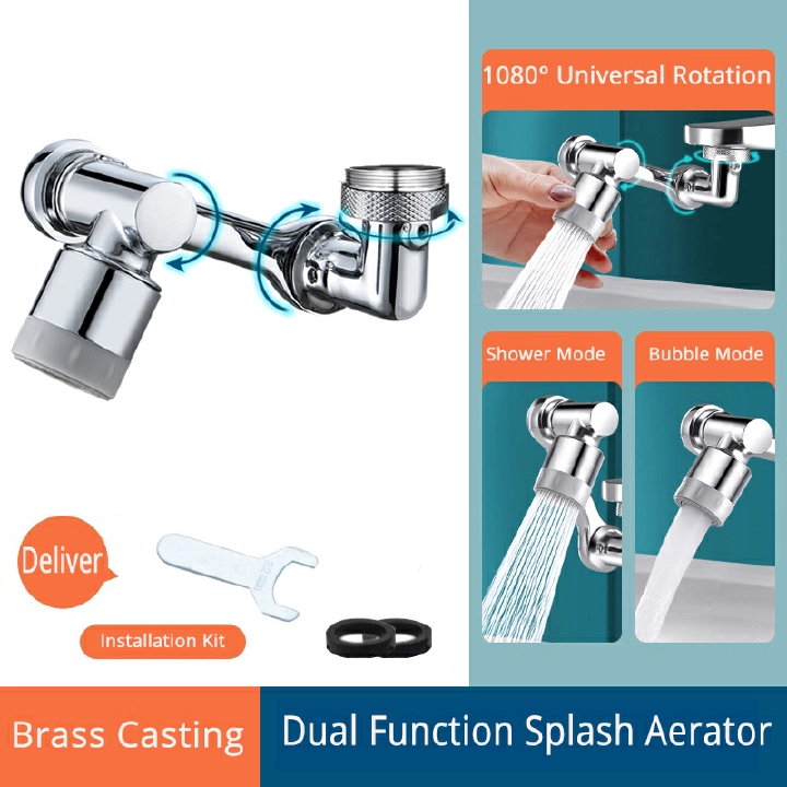 1080 Degree Universal Extension Faucet Washbasin Tap Splash Aerator Splash Filter Faucet Faucet Adaptor Rotary Robot Arm Faucets