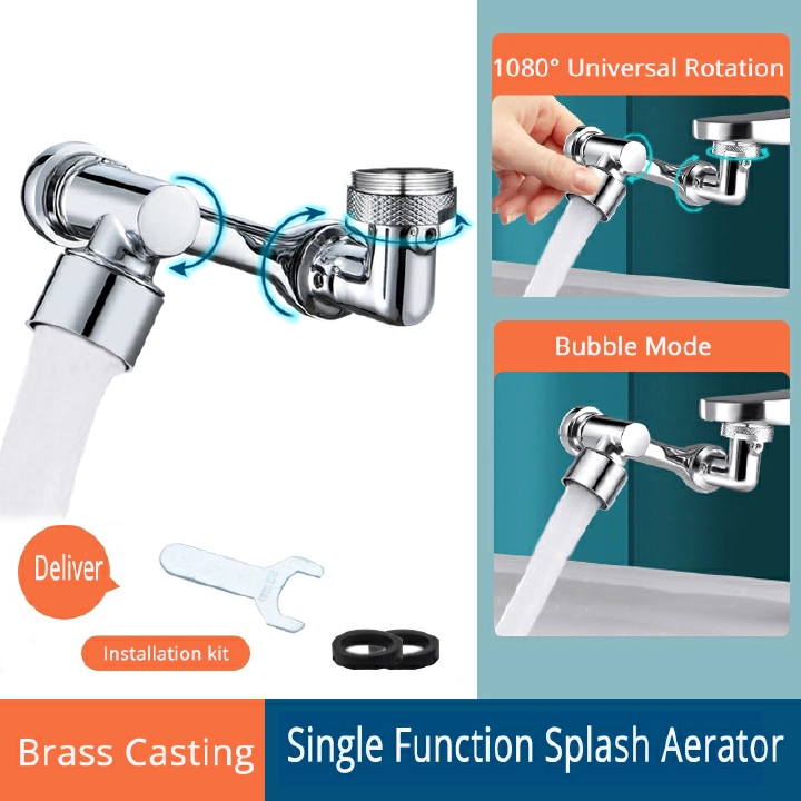 1080 Degree Universal Extension Faucet Washbasin Tap Splash Aerator Splash Filter Faucet Faucet Adaptor Rotary Robot Arm Faucets