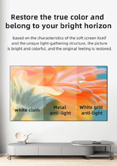 New White Grid Anti-light Simple Curtain 60-130 Inch Projector Screen Home Office Brightening Portable Projection Cloth