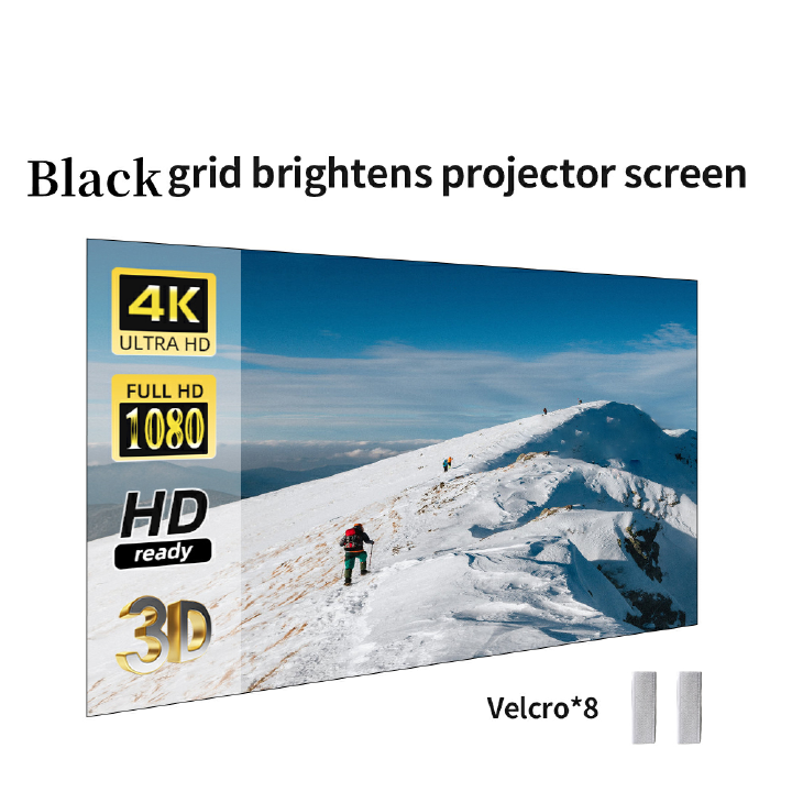 New White Grid Anti-light Simple Curtain 60-130 Inch Projector Screen Home Office Brightening Portable Projection Cloth