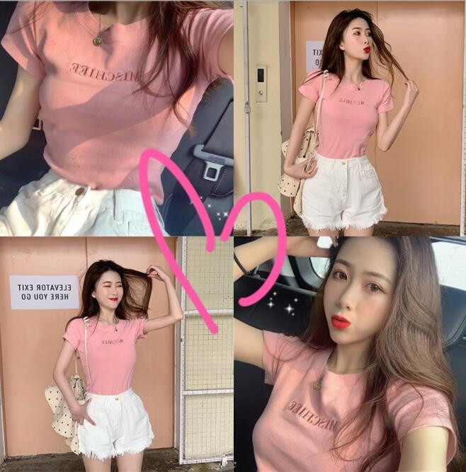 MS tops 2021 summer new slim bottoming women Clothes dress Korean Short Sleeve fashion T-shirt