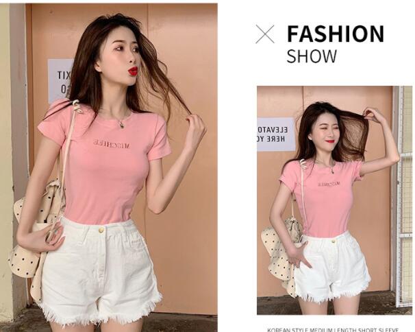 MS tops 2021 summer new slim bottoming women Clothes dress Korean Short Sleeve fashion T-shirt