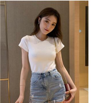 MS tops 2021 summer new slim bottoming women Clothes dress Korean Short Sleeve fashion T-shirt