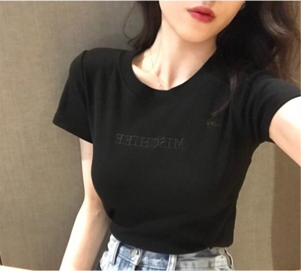 MS tops 2021 summer new slim bottoming women Clothes dress Korean Short Sleeve fashion T-shirt