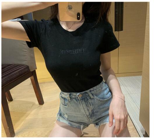 MS tops 2021 summer new slim bottoming women Clothes dress Korean Short Sleeve fashion T-shirt