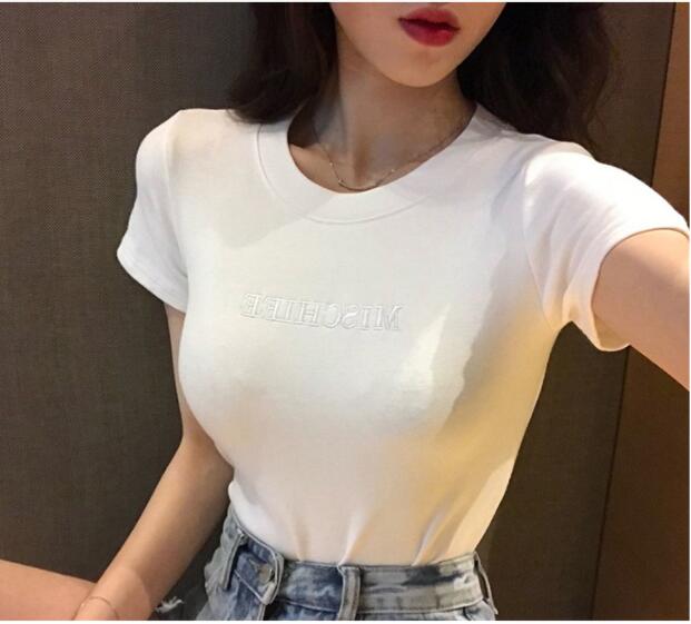 MS tops 2021 summer new slim bottoming women Clothes dress Korean Short Sleeve fashion T-shirt
