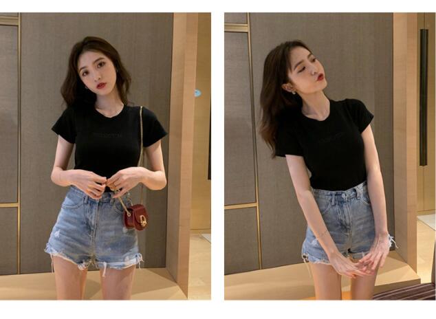MS tops 2021 summer new slim bottoming women Clothes dress Korean Short Sleeve fashion T-shirt