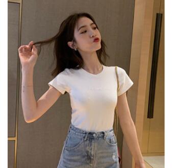 MS tops 2021 summer new slim bottoming women Clothes dress Korean Short Sleeve fashion T-shirt