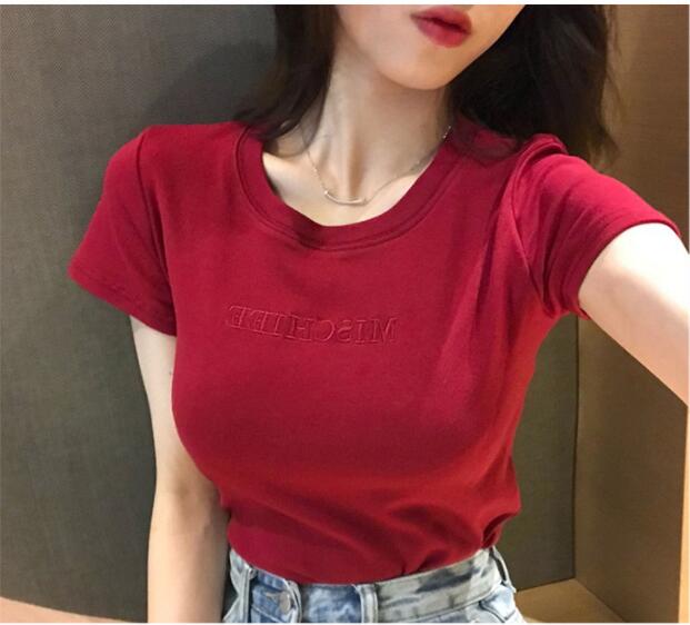 MS tops 2021 summer new slim bottoming women Clothes dress Korean Short Sleeve fashion T-shirt