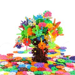 MS~300pcs  Colorful Funny Round DIY Snow Connecting Building Blocks Educational Learning Toys Snowflake Brick AS the picture same