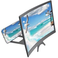 12inch New Mobile Phone Curved Screen Amplifier HD 3D Video Mobile Phone Magnifying Glass Stand Bracket Phone Foldable Holder Black normal