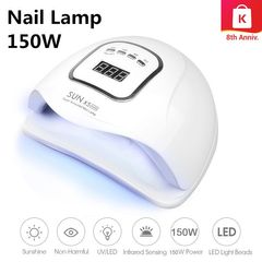 [Go Home]150W Nail Gel Lamp LED Nail Dryer LCD Display Nail Manicure Tool UV for Gel Varnish white