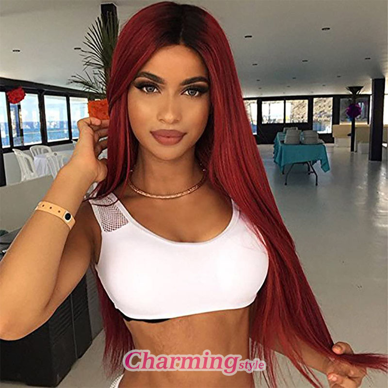 Blonde Color Long Straight Wig High Temperature Resistance Hair Bob Wigs 24 26 Inch Ombre Colorful