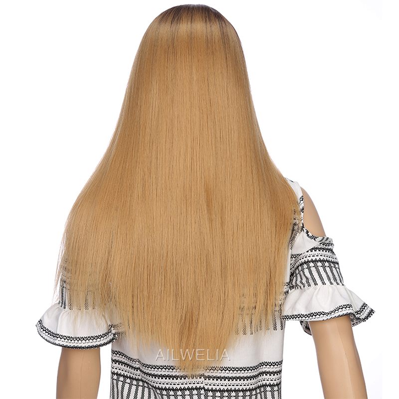 Blonde Color Long Straight Wig High Temperature Resistance Hair Bob Wigs 24 26 Inch Ombre Colorful