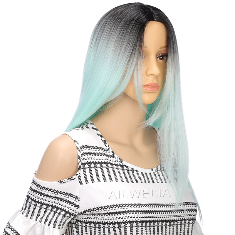Blonde Color Long Straight Wig High Temperature Resistance Hair Bob Wigs 24 26 Inch Ombre Colorful