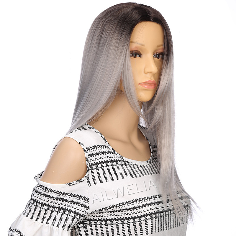 Blonde Color Long Straight Wig High Temperature Resistance Hair Bob Wigs 24 26 Inch Ombre Colorful