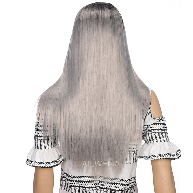 Blonde Color Long Straight Wig High Temperature Resistance Hair Bob Wigs 24 26 Inch Ombre Colorful