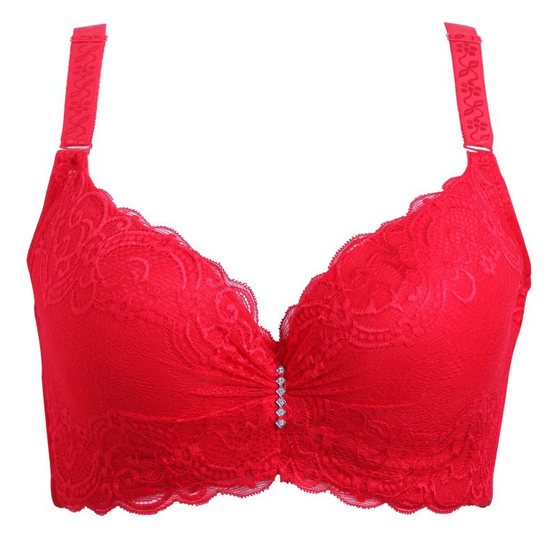 Ladies Big Size 3/4 Cup Lace Push Up Bra Black Bralette Deep V Women&apos;s Bras Underwear Lace Large Cup