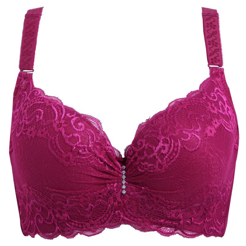 Ladies Big Size 3/4 Cup Lace Push Up Bra Black Bralette Deep V Women&apos;s Bras Underwear Lace Large Cup