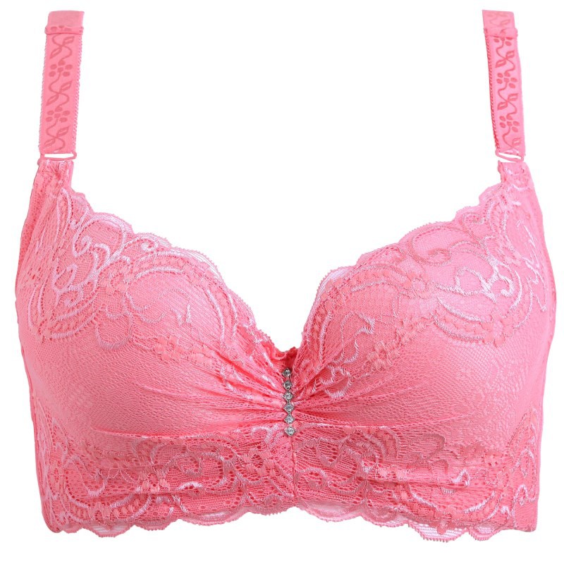 Ladies Big Size 3/4 Cup Lace Push Up Bra Black Bralette Deep V Women&apos;s Bras Underwear Lace Large Cup