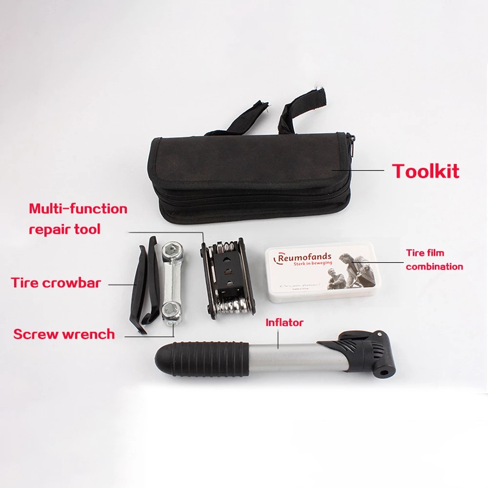 Bike Repair Tool Bag Mini Pump Folding Hex Spoke Wrench  Screwdrive Set Bicycle Tire Pouch Tools Kit