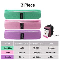 3Pcs Resistance Loop Bands  Home Gym Fitness Exercise Bands for Glute and Hip Exercise,Pilates Yoga 3Pcs（Lake blue + Pink + Purple） 76*8cm