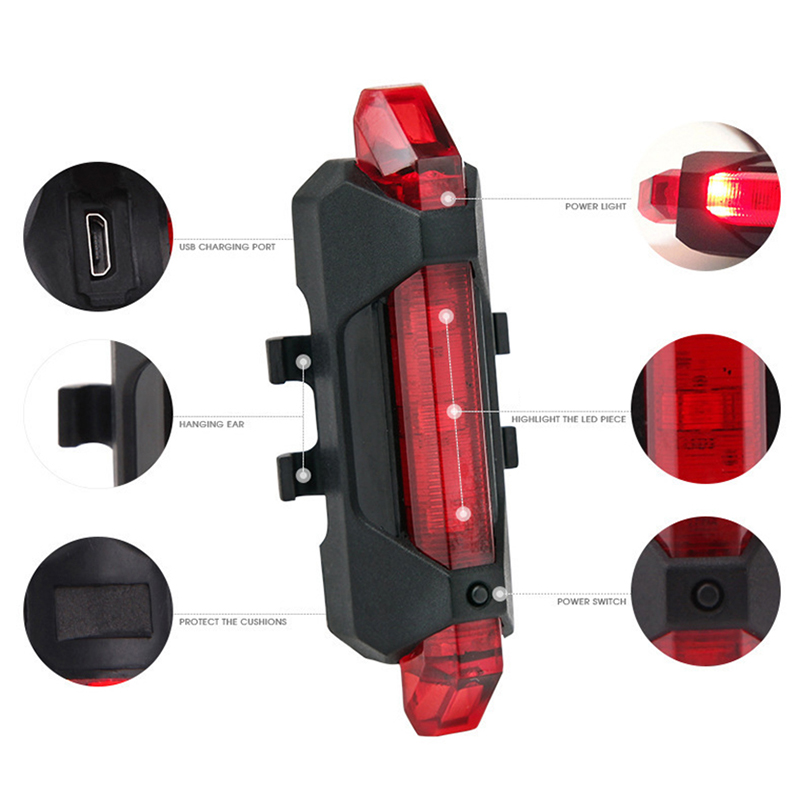 Bike Bicycle Light USB LED Rechargeable Set Mountain Cycle Front Back Headlight Lamp Flashlight